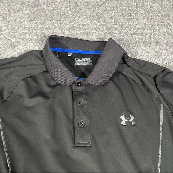 Under Armour Polo Shirt Mens 2xl Xxl Infrared Black 1/4 Zip Pullover Cold Gear - Picture 2 of 12